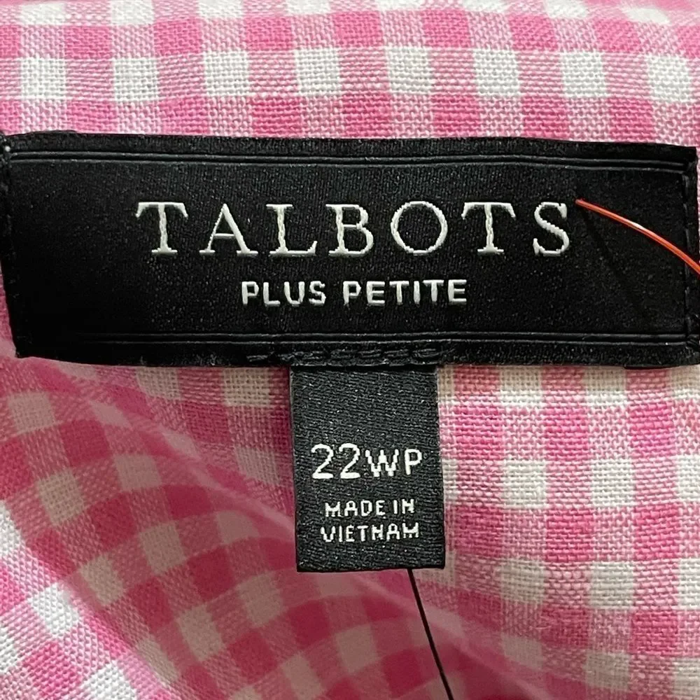 Talbots | Gingham Plaid Blazer Pink‎ White Button Down Long Sleeve